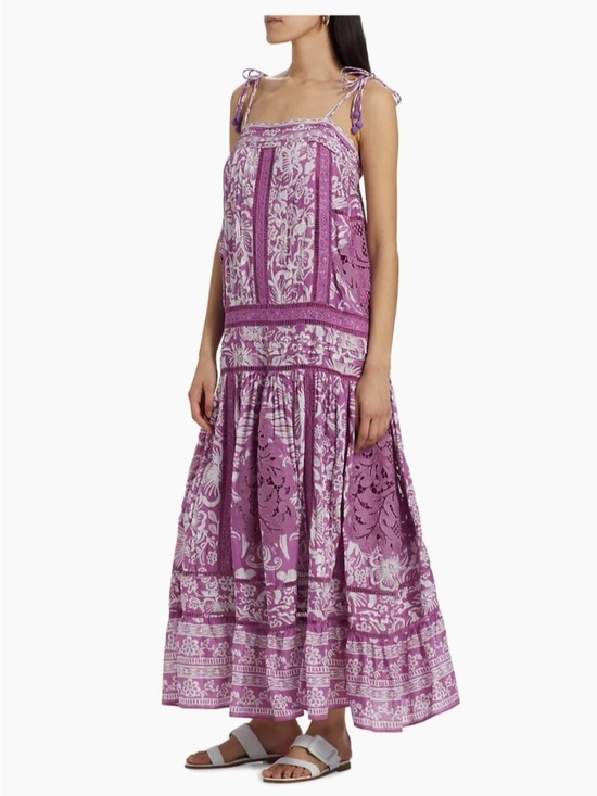 FARM Rio Dresses & Skirts - FARM Rio Purple and White Floral Maxi Dress with Lace Panels